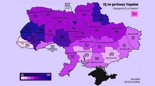 Рівень IQ у регіонах України. За Київ не соромно