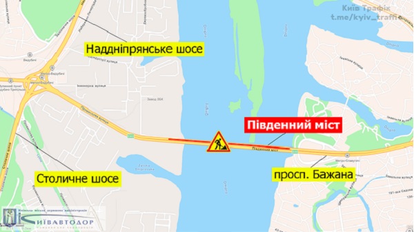 Опять будет полная Ж@па! В День Независимости Южный мост в Киеве частично перекроют аж до 1 октября. Карта