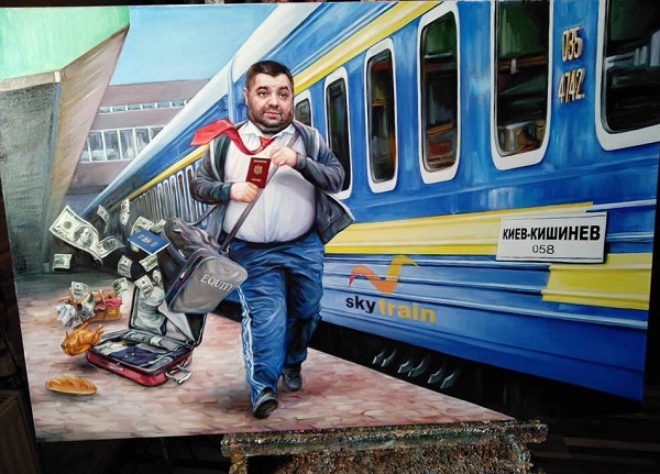 Замглавреда "Страны" Светлана Крюкова за $5500 продала картину с похожим на нардепа Грановского человеком, бегущим из Украины
